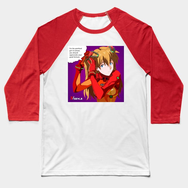 Asuka Langley Soryu | Neon Genesis Evangelion | Pop Art Baseball T-Shirt by Vizewls